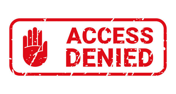 Grunge Red Access Запрещен отдельный штамп, наклейка, знак с векторной иллюстрацией значка Stop Hand