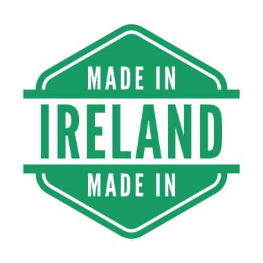 İrlanda 'da üretildi izole edilmiş altıgen damga, etiket, imza vektör illüstrasyonu