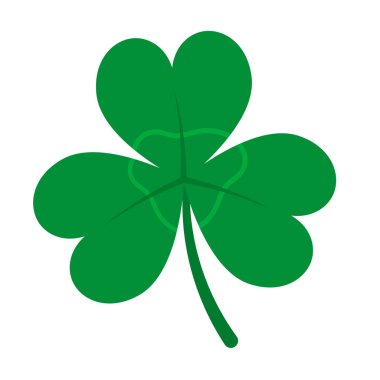 Yeşil Üç Yaprak Yontucu. Beyaz arkaplan vektörü illüstrasyonunda Shamrock simgesi izole edildi