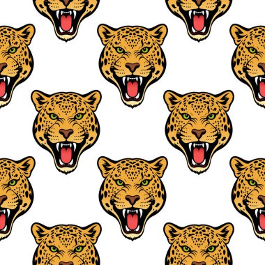 İzole edilmiş Jaguar Çığırtkan Kafa Kusursuz Örneksiz Şablon çizimi