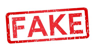 Kırmızı Sahte izole grunge damgası, çıkartma, başlık vektör illüstrasyonu