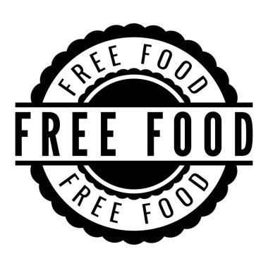 Black Free Food izole edilmiş lastik damga, etiket, imza vektör illüstrasyonu