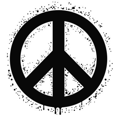 Koyu Gri Sprey Boyalı Barış Sembolü Çizimi