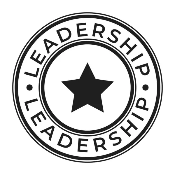 Koyu Gri Liderlik izole edilmiş yuvarlak pul, etiket, Yıldız simgesi çizimi ile imzala