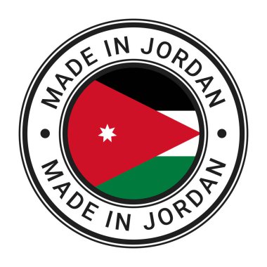 Bayrak vektör illüstrasyonlu Ürdün yapımı yuvarlak pul etiketi