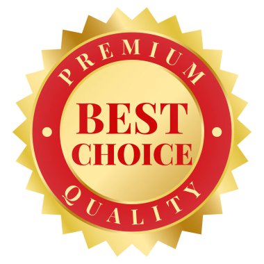 Altın ve Kırmızı En İyi Seçim, Premium Kalite izole edilmiş kauçuk damga, çıkartma, imza vektör illüstrasyonu