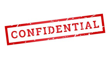 Kırmızı Gizli İzole pul, çıkartma, Grunge doku vektör illüstrasyonlu başlık