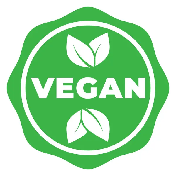 Yeşil Vegan ayrıştırılmış minimalist kauçuk damga, çıkartma, Yaprak ikonu vektör illüstrasyonuyla imzala