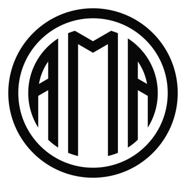 Dark Gray AMA izole edilmiş yuvarlak pul, logo, işaret. Çember Metin Izgara vektör şablonu