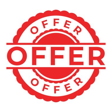 Kırmızı Teklif izole edilmiş kauçuk damga, etiket, imza vektör illüstrasyonu