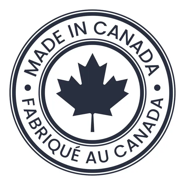 Kanada 'da Koyu Gri Pul, çıkartma, tabela. Fransızca ve İngilizce Dili. Vektör illüstrasyonu.