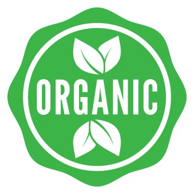 Yeşil Organik izole edilmiş kauçuk damga, çıkartma, Yaprak ikonu vektör illüstrasyonuyla imzala