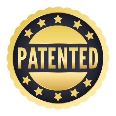 Altın ve Siyah Patentli izole pul, çıkartma, Stars vektör illüstrasyonu ile imzala