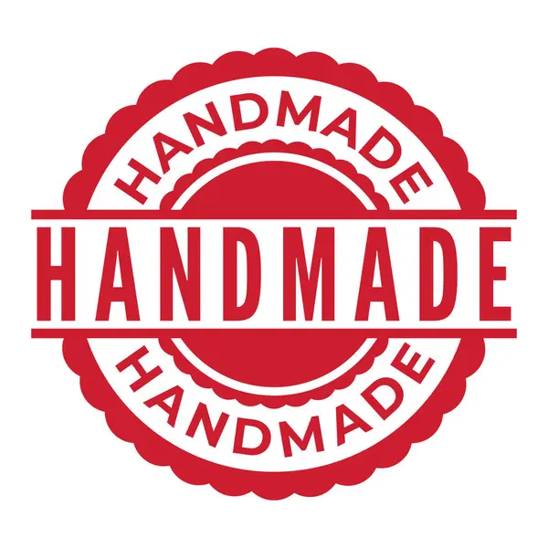Kırmızı el yapımı plastik damga, etiket, imza vektör illüstrasyonu