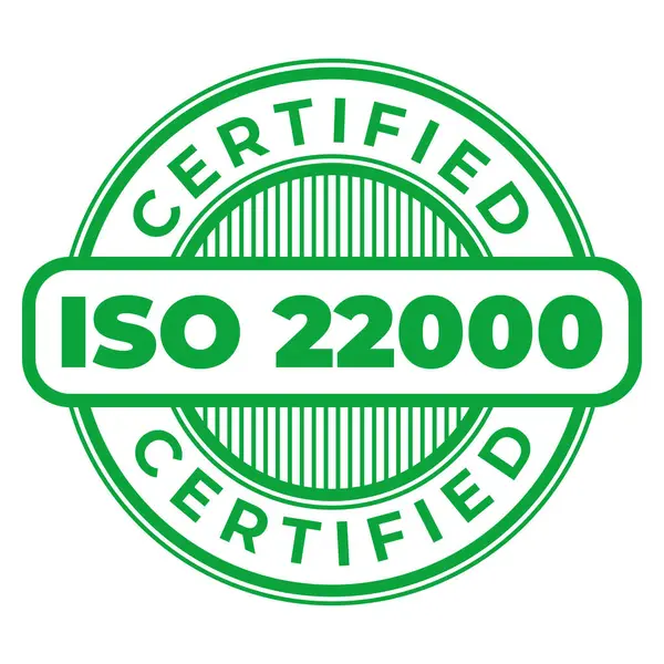 Yeşil ISO 22000 onaylı izole pul, etiket, imza vektör illüstrasyonu