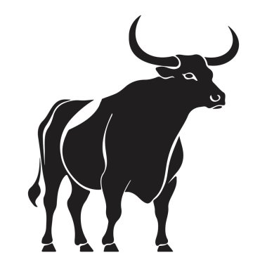 Siyah ve Beyaz Boğa silueti, logo, element. Vektör illüstrasyonu