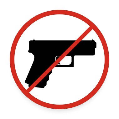 Beyaz arkaplanda izole edilmiş, gölge vektör illüstrasyonlu hiçbir silaha izin verilmiyor