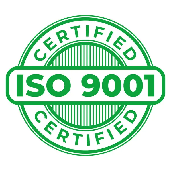 Yeşil ISO 9001 Onaylı izole pul, etiket, imza vektör illüstrasyonu