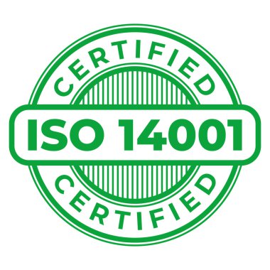 Yeşil ISO 14001 onaylı izole pul, etiket, imza vektör illüstrasyonu