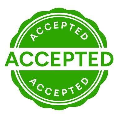 Yeşil kabul edilen izole kauçuk damga, çıkartma, imza vektör illüstrasyonu