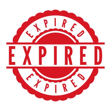 Süresi dolmuş kırmızı plastik damga, etiket, imza vektör illüstrasyonu