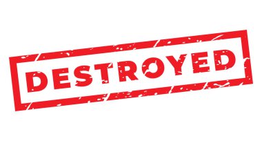 Kırmızı Yok Edilmiş grunge damgası, çıkartma, başlık vektör illüstrasyonu