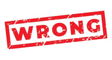 Kırmızı Yanlış izole grunge damgası, çıkartma, başlık vektör illüstrasyonu