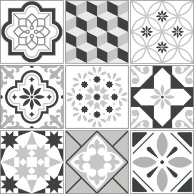 İç mekan için dekoratif fayans, soyut mozaik desenler. Geometri katı. Ev baskısı tasarımı için mozaik arka plan. Tekrarlanan zarif geometrik desen