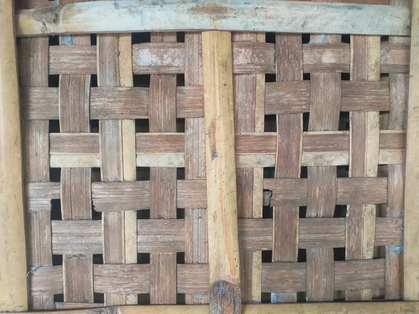 Detailní Pohled Indonéské Tradiční Bambusový Zásobník Suché Syrové Sušenky Výstřel — Stock fotografie