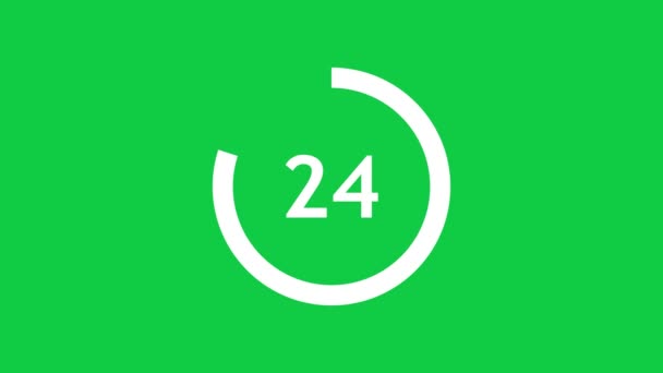 Seconds Timer Animation Elapsed Circle Effect Green Screen Background — Stock Video