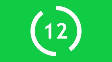 Yeşil ekran arka planında bölünmüş çember efekti ile 15 saniye zamanlayıcı canlandırması