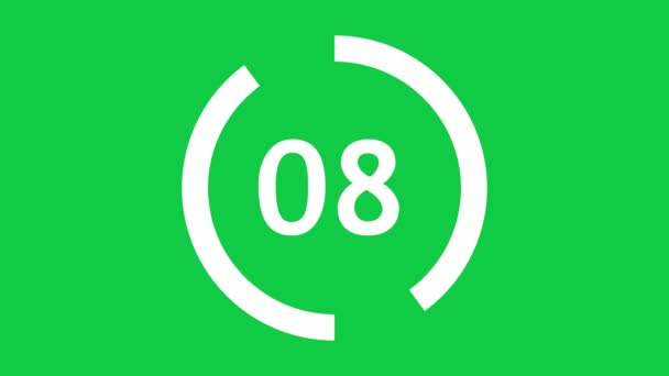 Animation Seconds Countdown Timer Split Elapsed Circle Effect Green Screen — Stock Video
