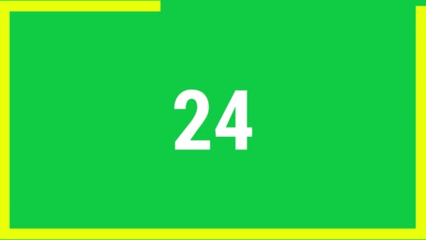 緑の画面の背景のフレームとして経過した黄色の四角形の効果を持つ30秒のタイマーアニメーション — ストック動画