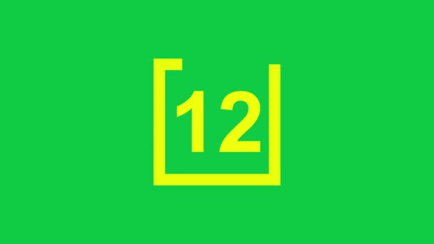 Seconds Timer Animation Elapsed Narrow Yellow Square Green Screen Background — Video