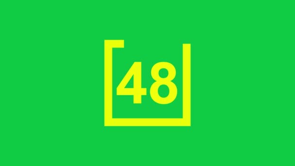 Minute Timer Animation Elapsed Narrow Yellow Square Green Screen Background — Vídeos de Stock