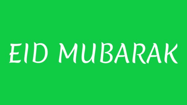 Eid Mubarak Animation Pop Word Text Effect Green Screen Background — Stok video