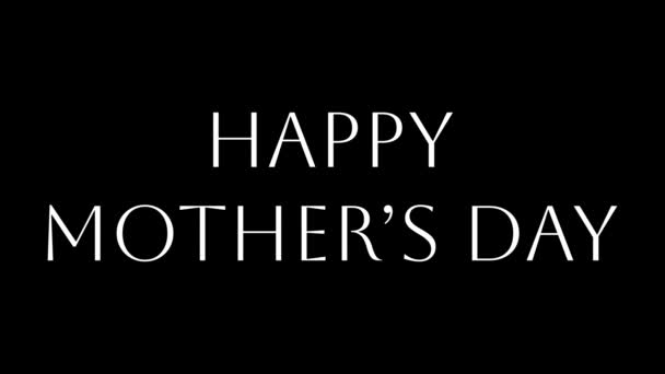 黒と白の背景でフラッシュテキスト効果を持つ幸せな母の日のアニメーション — ストック動画