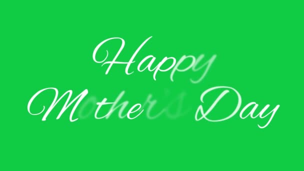 緑の画面の背景にランダムなぼかしテキスト効果を持つ幸せな母の日のアニメーション — ストック動画