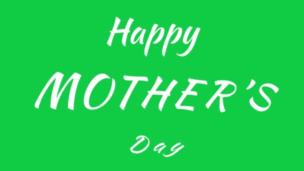 緑の画面の背景に滑らかなフェードインテキスト効果を持つ幸せな母の日のアニメーション — ストック動画
