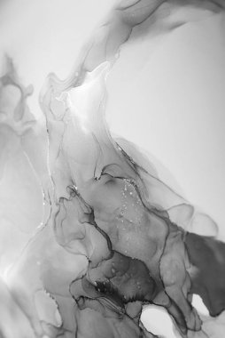 Soyut siyah beyaz arka plan, duvar kağıdı. Akrilik boyaları karıştırıyorum. Modern sanat. Alkol mürekkebi renkleri saydam. Alkol Çağdaş Sanat Sıvısı.