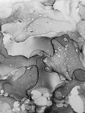 Soyut siyah beyaz arka plan, duvar kağıdı. Akrilik boyaları karıştırıyorum. Modern sanat. Alkol mürekkebi renkleri saydam. Alkol Çağdaş Sanat Sıvısı.