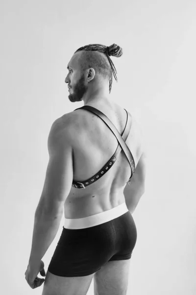 Handsome Caucasian Athletic Young Man Underwear Fitness Bodybilding — Stock Photo, Image