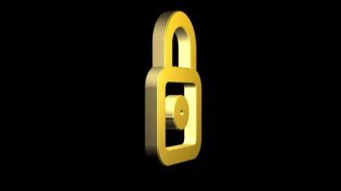 3d altın kilit simgesi canlandırması