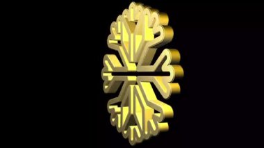 Kar Tanesi ikonu. altın sembol siyah arkaplanda izole edildi 3 d illüstrasyon