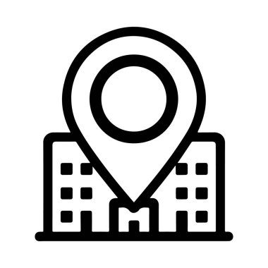 Çalışma alanı tasarım uygulamaları için ofis konumu simgesi ofis kurma araçları işletme tesisleri yönetim sistemleri ve modern ofis UI ögeleri ofis alanı planlama ve organizasyon için idealdir