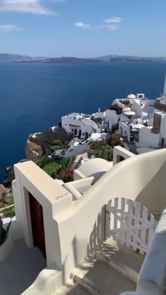 Pemandangan Kota Oia Santorini Pulau Yunani Pemandangan Luar Biasa Dengan — Stok Video
