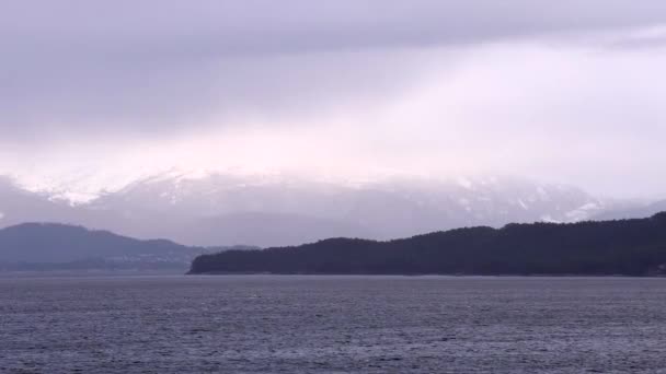 Montagne Mare Norvegia Vista Panoramica Video Alta Qualità Bellissimo Paesaggio — Video Stock