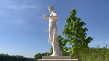 Versay 'daki Lorangerie Bahçesi. Versailles ve Garden Sarayı, Fransa 'da Paris. Versay Şatosu Bahçesi. Orangeraie du chateau. Doğanın güzel manzarası, harika bir bahçe. Palmiye ağaçları 