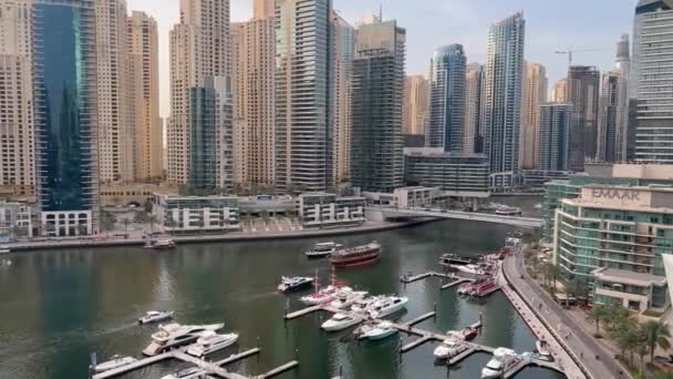 Émirats Arabes Unis Yacht Club Dubai Marina Bâtiments Modernes Luxe — Video