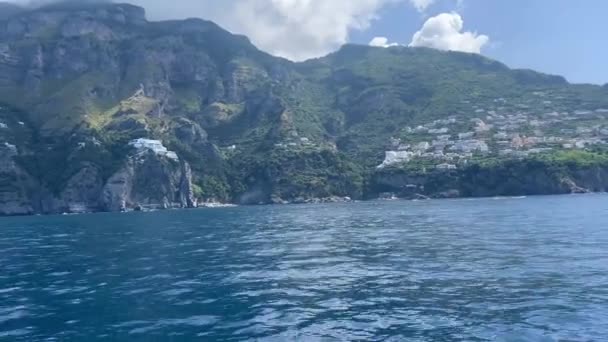 Kalliot Vuoristomaisema Tyrrhenanmeren Rannalla Amalfin Rannikko Italia Luonnon Tausta Amalfin — kuvapankkivideo